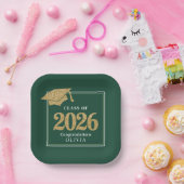 Green & Gold Class Of 2026 Papieren Bordje (Feest)