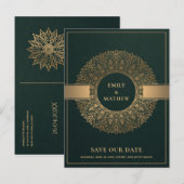 GREEN GOLD CLASSIC  MANDALA BEWAART DE DATUM AANKONDIGINGSKAART (Voorkant / Achterkant)