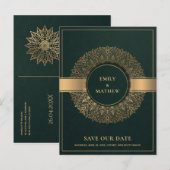 GREEN GOLD CLASSIC  MANDALA BEWAART DE DATUM AANKONDIGINGSKAART (Voorkant / Achterkant)
