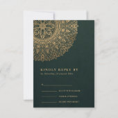GREEN GOLD CLASSIC MANDALA WEDDING RSVP (Voorkant)