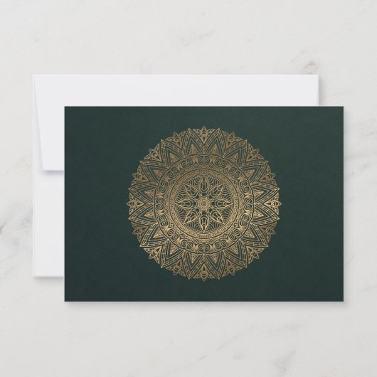 GREEN GOLD CLASSIC MANDALA WEDDING RSVP (Achterkant)