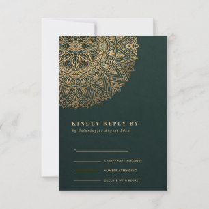 GREEN GOLD CLASSIC MANDALA WEDDING RSVP KAARTJE