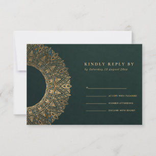 GREEN GOLD CLASSIC MANDALA WEDDING RSVP KAARTJE