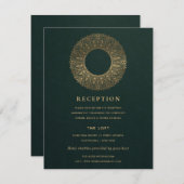 GREEN GOLD CLASSY  MANDALA WEDDING RECEPT INFORMATIEKAARTJE (Voorkant / Achterkant)