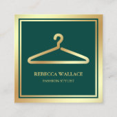 Green Gold Clothes Hanger Mode Stylist Vierkante Visitekaartje (Voorkant)