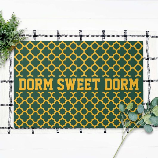 Green Gold College Cool Fun Dorm School Home Deurmat