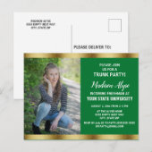 Green Gold College Trunk Graduk Party Foto Briefkaart (Voorkant / Achterkant)