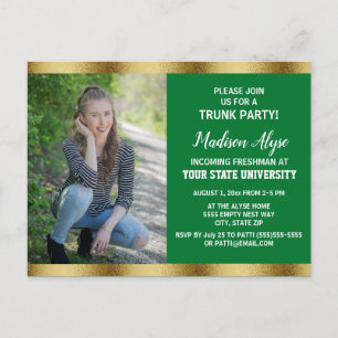 Green Gold College Trunk Graduk Party Foto Briefkaart