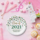 Green Gold Confetti Afstuderen 2021 Papieren Bordje (Feest)