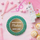 Green Gold Confetti Afstuderen College Trunk Party Papieren Bordje (Feest)