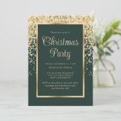 Green Gold Confetti Botanical Christmas Party Kaart (Staand voorkant)