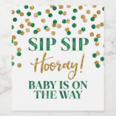 Green Gold Confetti Sip Sip Hooray Wijn Etiket (Enkel label)