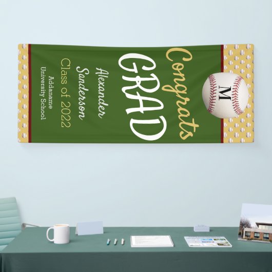 Green Gold Congrats Afstudeerder Baseball Afstuder Spandoek (Beurs)
