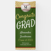 Green Gold Congrats Afstudeerder Baseball Afstuder Spandoek (Verticaal)