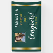 Green Gold Congrats Afstuderen Foto Afstuderen Spandoek (Verticaal)