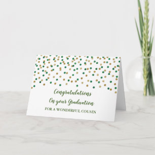 Green Gold Cousin Congratulations Graduation Kaart