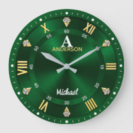 Green Gold & Crystal Elegant Luxury Emerald Grote Klok