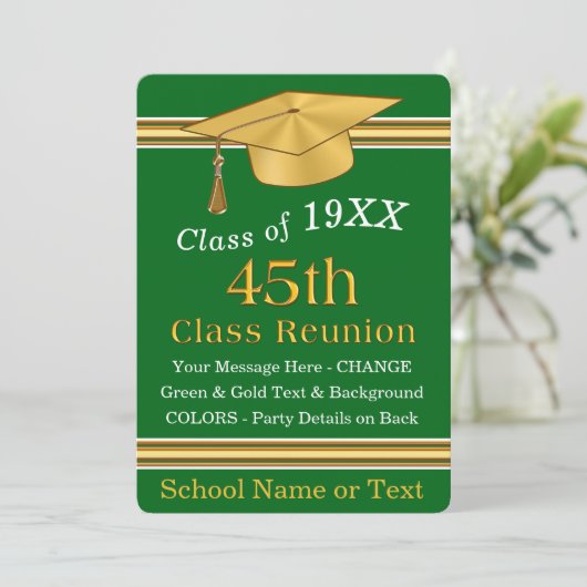 Green Gold Custom, 45th Class Reunion-uitnodiginge Kaart (Staand voorkant)