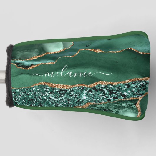 Green Gold Custom Jouw naam Golf Head Hoesje Golfheadcover (Voorkant)