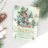 Green Gold Cute Kerstgenote Deer Birthday Kaart