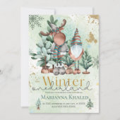 Green Gold Cute Kerstgenote Deer Birthday Kaart (Voorkant)