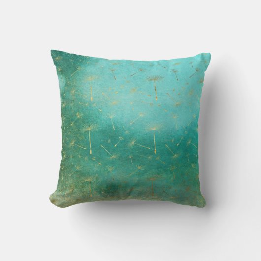 Green & Gold Dandelion Cushion Kussen (Voorkant)