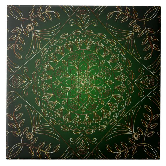 Green Gold Decorative Ceramic Tile Tegeltje (Voorkant)