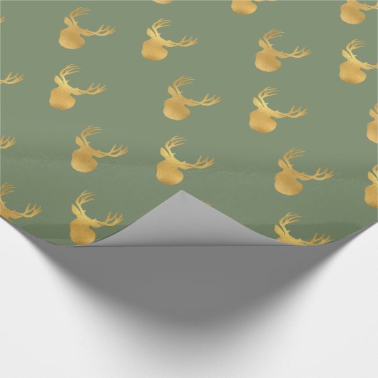 Green Gold Deer Cadeaupapier (Hoek)