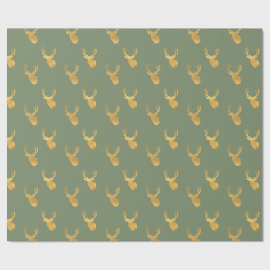 Green Gold Deer Cadeaupapier (Vlak)