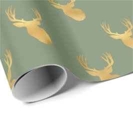 Green Gold Deer Cadeaupapier