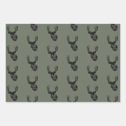 Green Gold Deer Inpakpapier Vel (Voorkant)