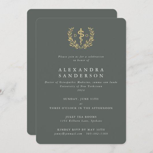 Green/Gold Doctor in de osteopathische geneeskunde Kaart (Voorkant / Achterkant)