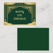 Green Gold Eid Mubarak Wenskaart Notitiekaartje (Voorkant / Achterkant)