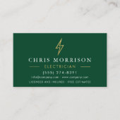 Green Gold Electrician QR Code Modern Visitekaartje (Voorkant)