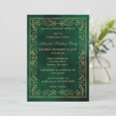 Green Gold Elegant Corporate Holiday Party Kaart (Staand voorkant)