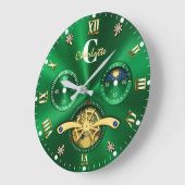 Green Gold Elegant Luxury Emerald Grote Klok (Hoek)