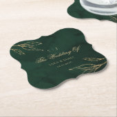 Green Gold Emerald Botanical Enchanted Wedding Kartonnen Onderzetters (Gekanteld)
