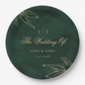 Green Gold Emerald Botanical  Enchanted Wedding Papieren Bordje (Voorkant)