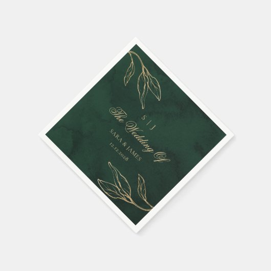 Green Gold Emerald Botanical  Enchanted Wedding Servet (Hoek)