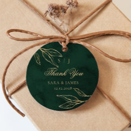 Green Gold Emerald Botanical Wedding Thank you Bedankjes Labels