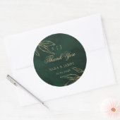 Green Gold Emerald Botanical Wedding Thank you Ronde Sticker (Envelop)