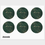 Green Gold Emerald Botanical Wedding Thank you Ronde Sticker (Vel)