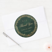 Green Gold Emerald Botanical Wedding Thank you Ronde Sticker (Envelop)