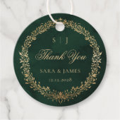 Green Gold Emerald Botanische bruiloft Bedankt Bedankjes Labels (Voorkant)