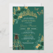 Green Gold Emerald Charro Butterfly Quinceañera Kaart (Voorkant)