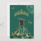 Green Gold Emerald Charro Butterfly Quinceañera Kaart (Achterkant)