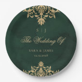 Green Gold Emerald Victorian Enchanted Wedding Papieren Bordje (Voorkant)