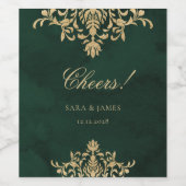 Green Gold Emerald Victorian Enchanted Wedding Wijn Etiket (Enkel label)
