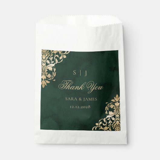 Green Gold Emerald Victorian Wedding Thank you Bedankzakje (Voorkant)
