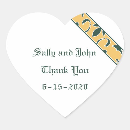 Green, Gold en White, Damask Favor Sticker (Voorkant)